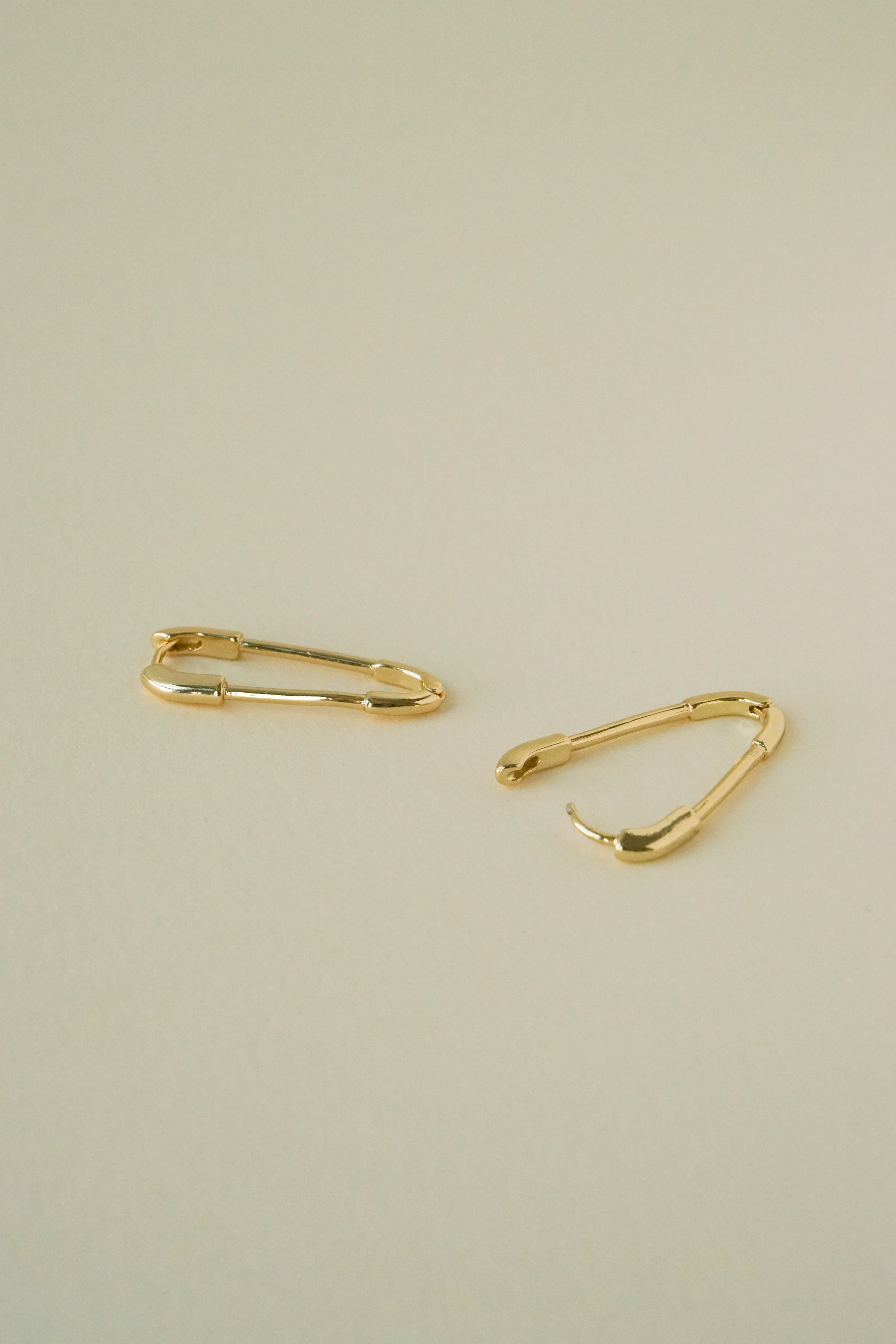 Safety Pin Hoops in Gold