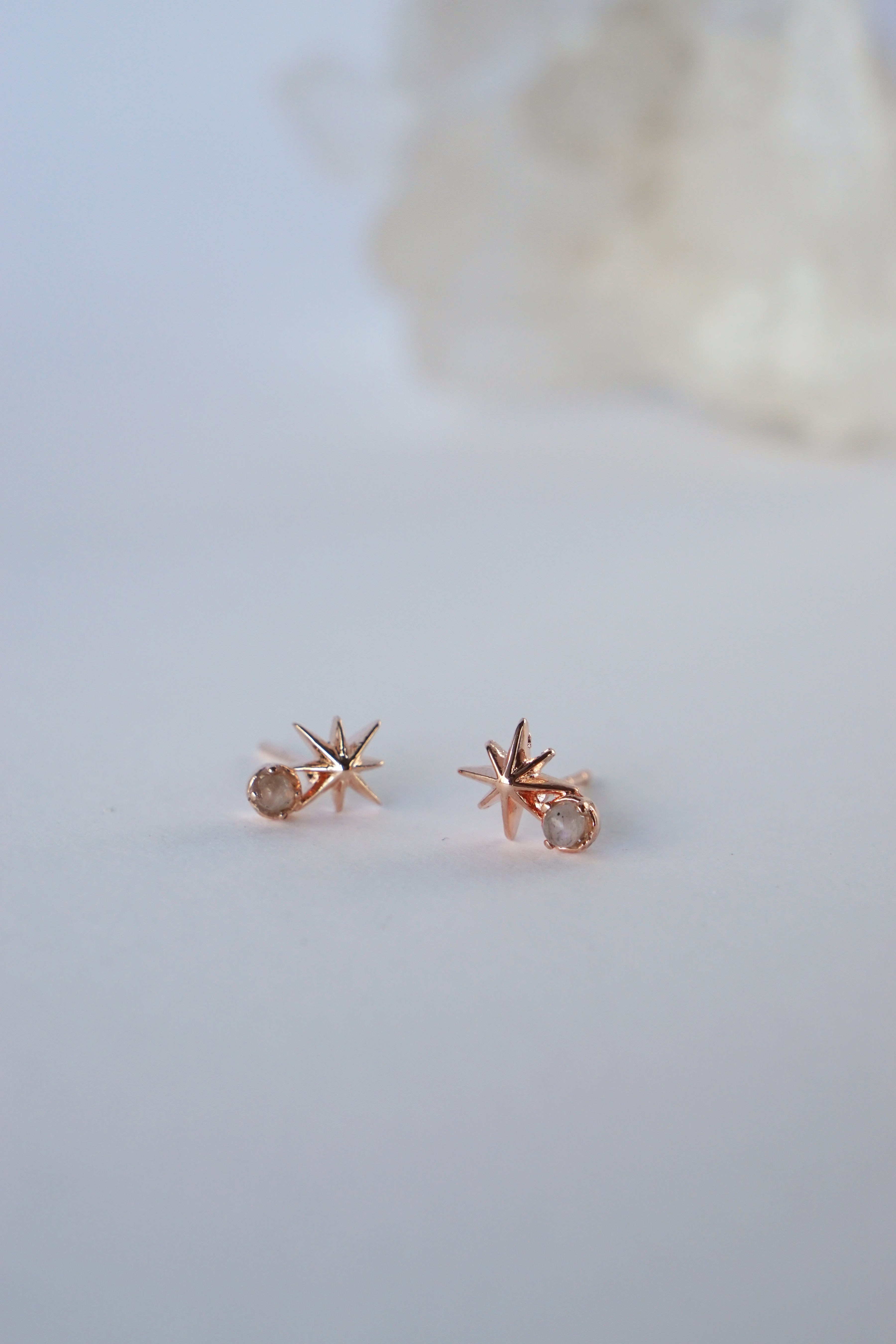 Stargaze Earrings in Rose Gold - Labradorite
