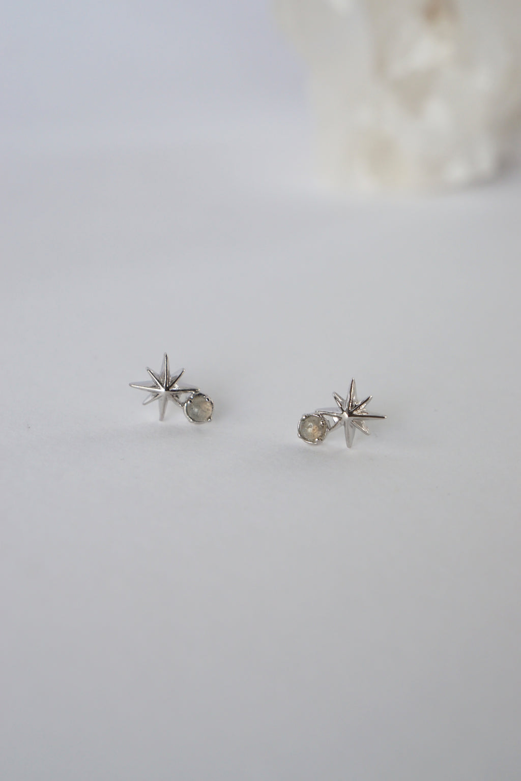 Stargaze Earrings in Silver - Labradorite