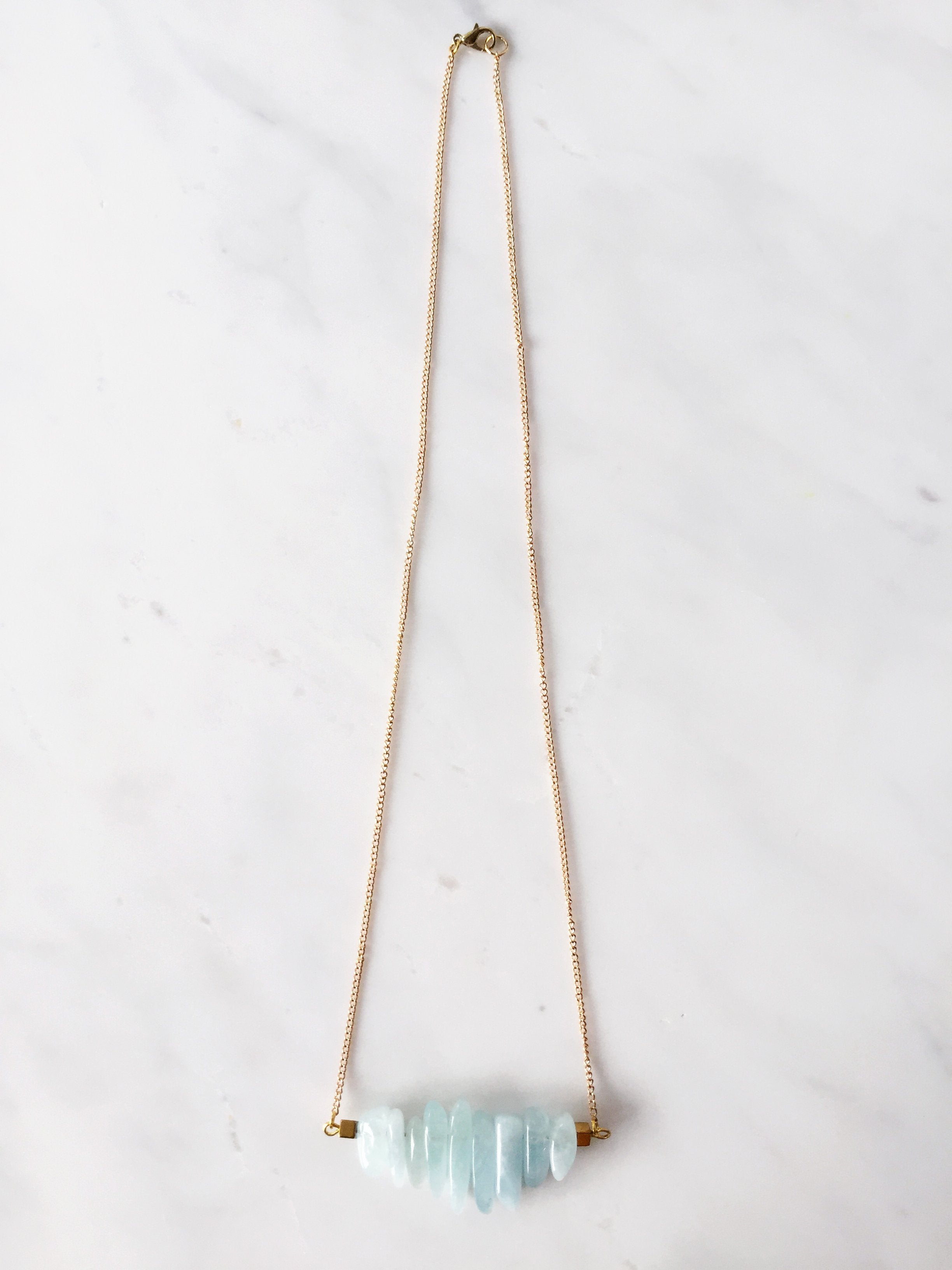 Eve Aquamarine Bar Necklace