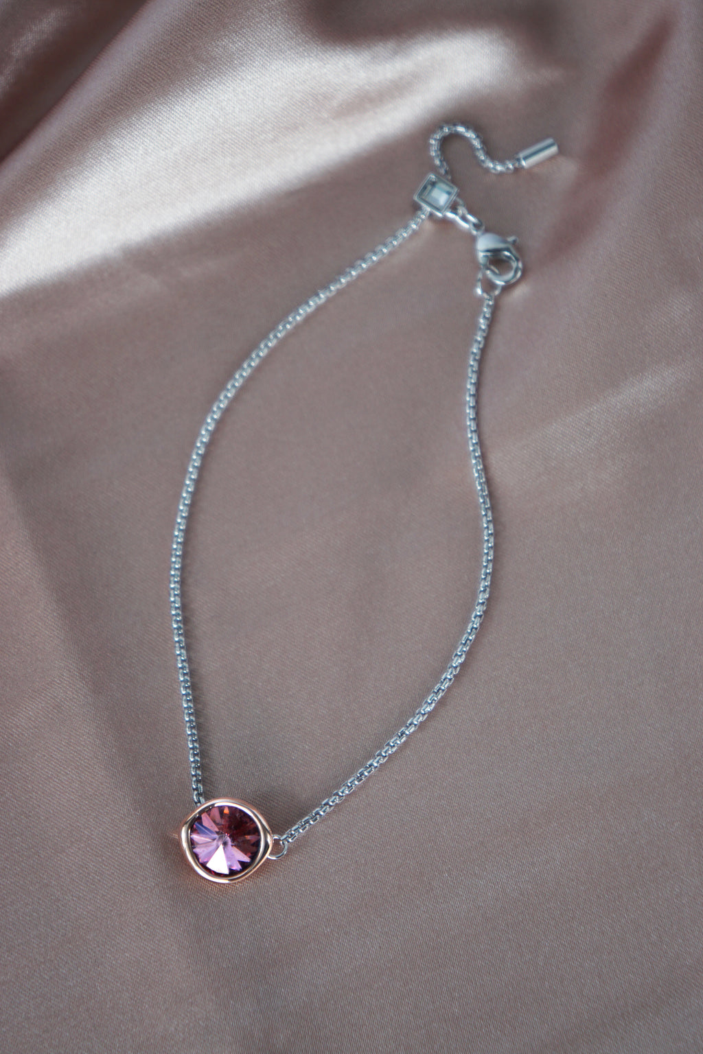 Rivière Bracelet in Silver/Rose Gold - Antique Pink