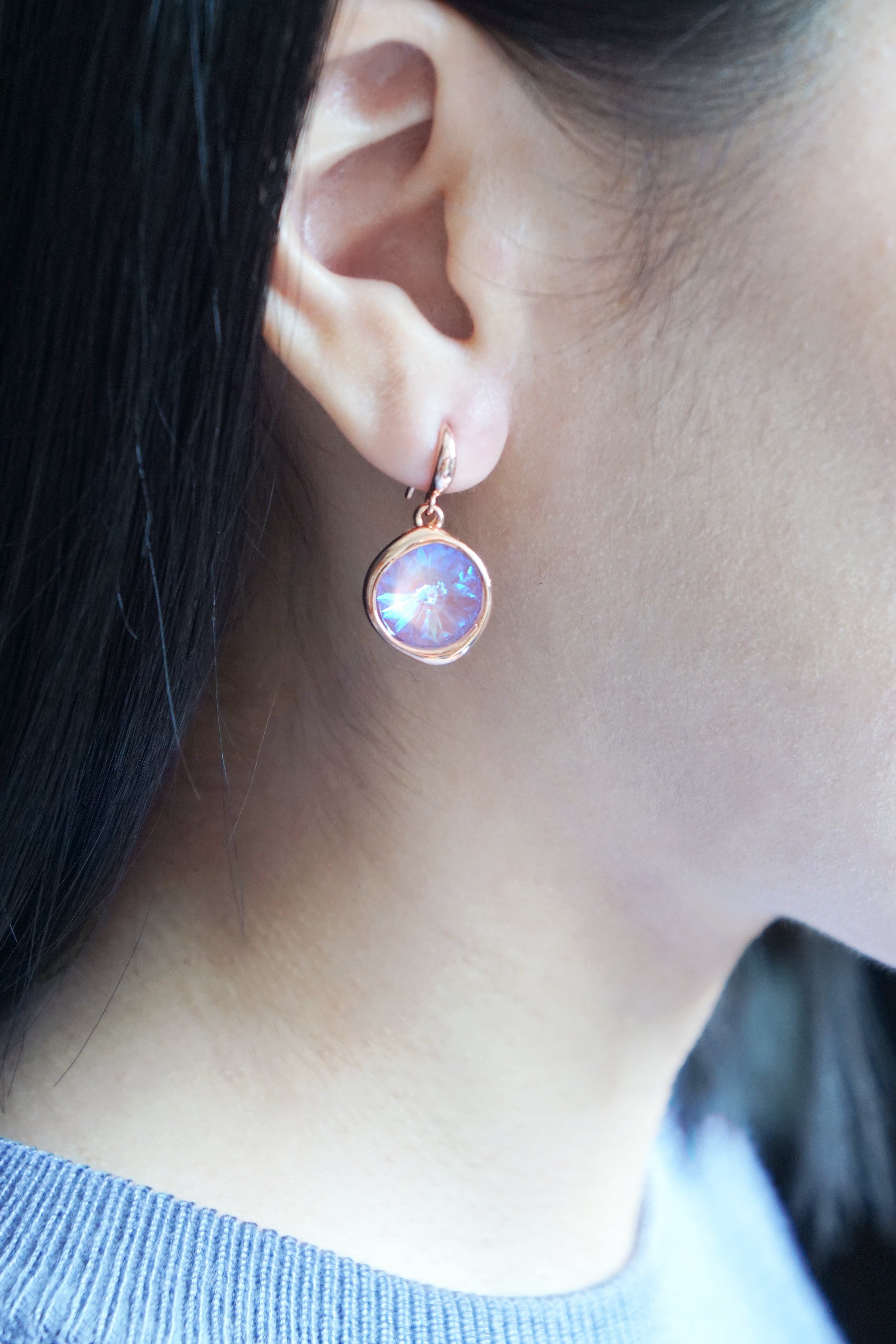 Tallulah Earrings in Rose Gold - Lavender Delite