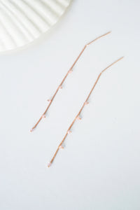 Wisteria Ear Threaders in Rose Gold - Pink