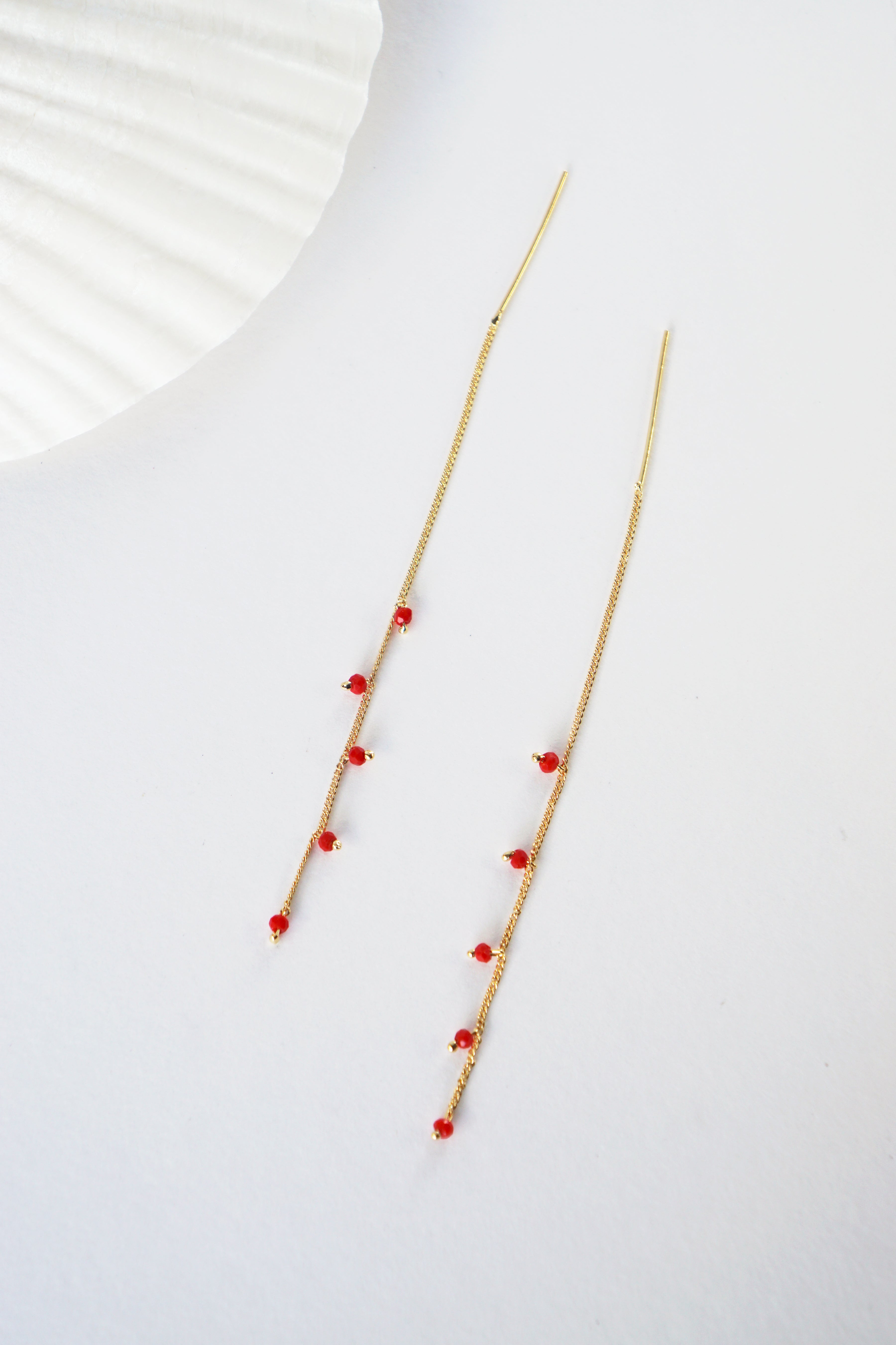 Wisteria Ear Threaders in Gold - Red