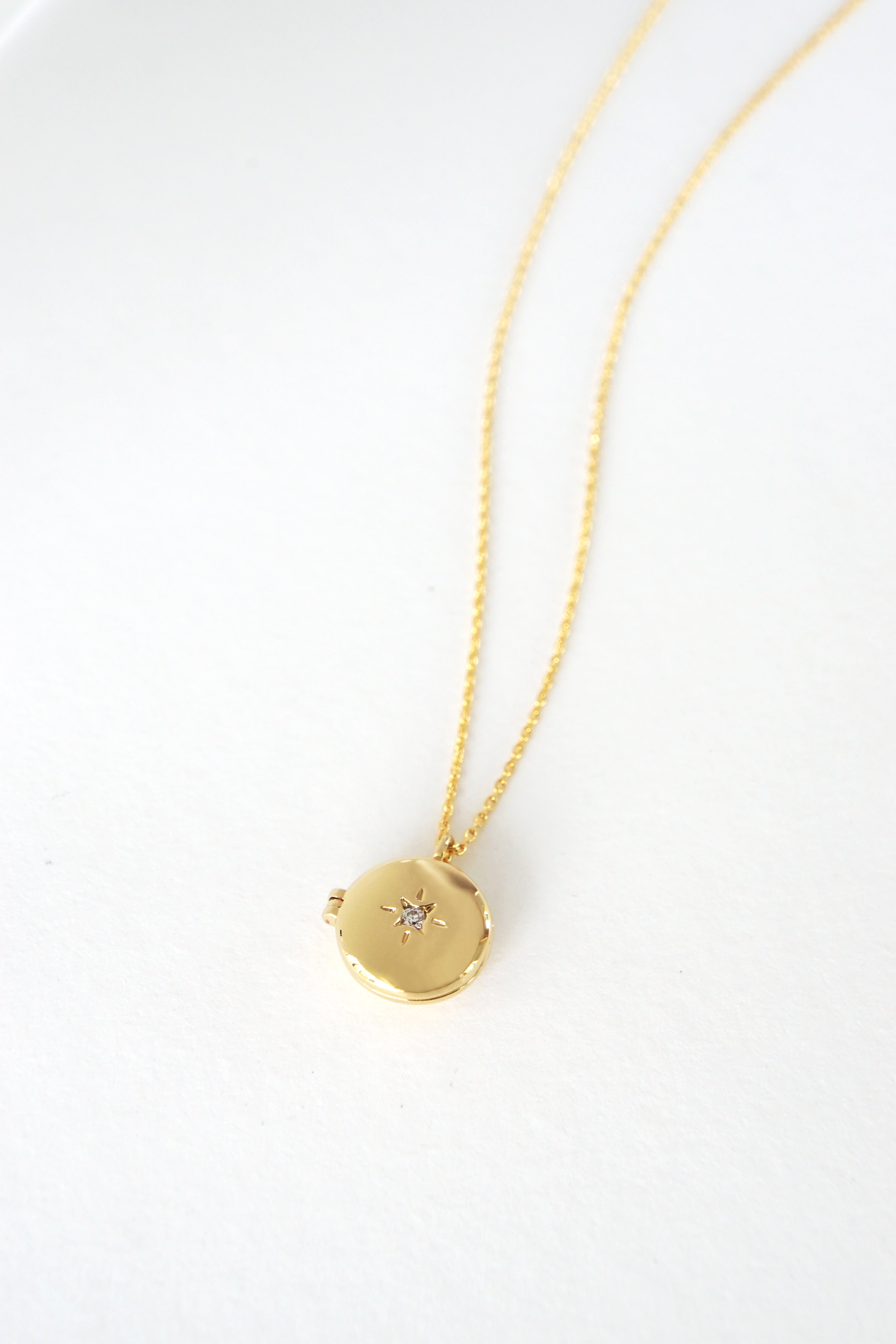 Wish Upon A Star Locket Necklace in Gold