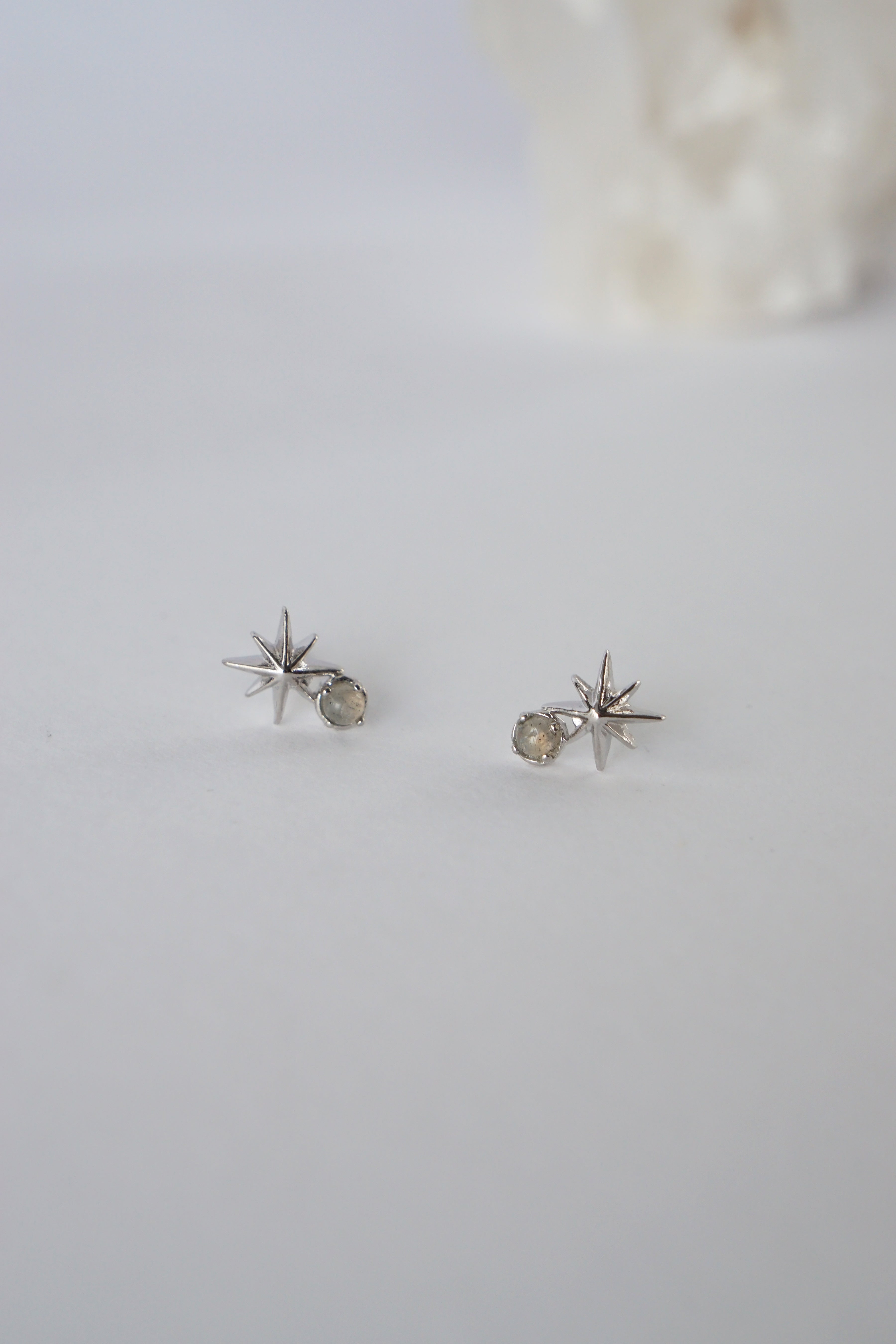 Stargaze Earrings in Silver - Labradorite