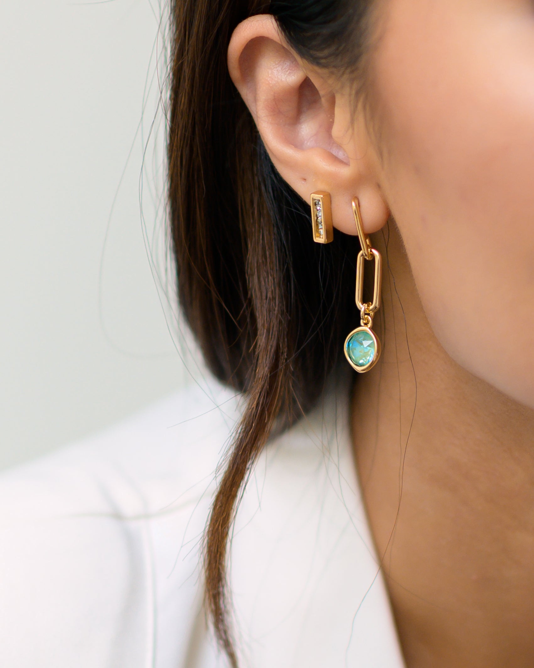 Edie Earrings in Gold - Silky Sage Delite