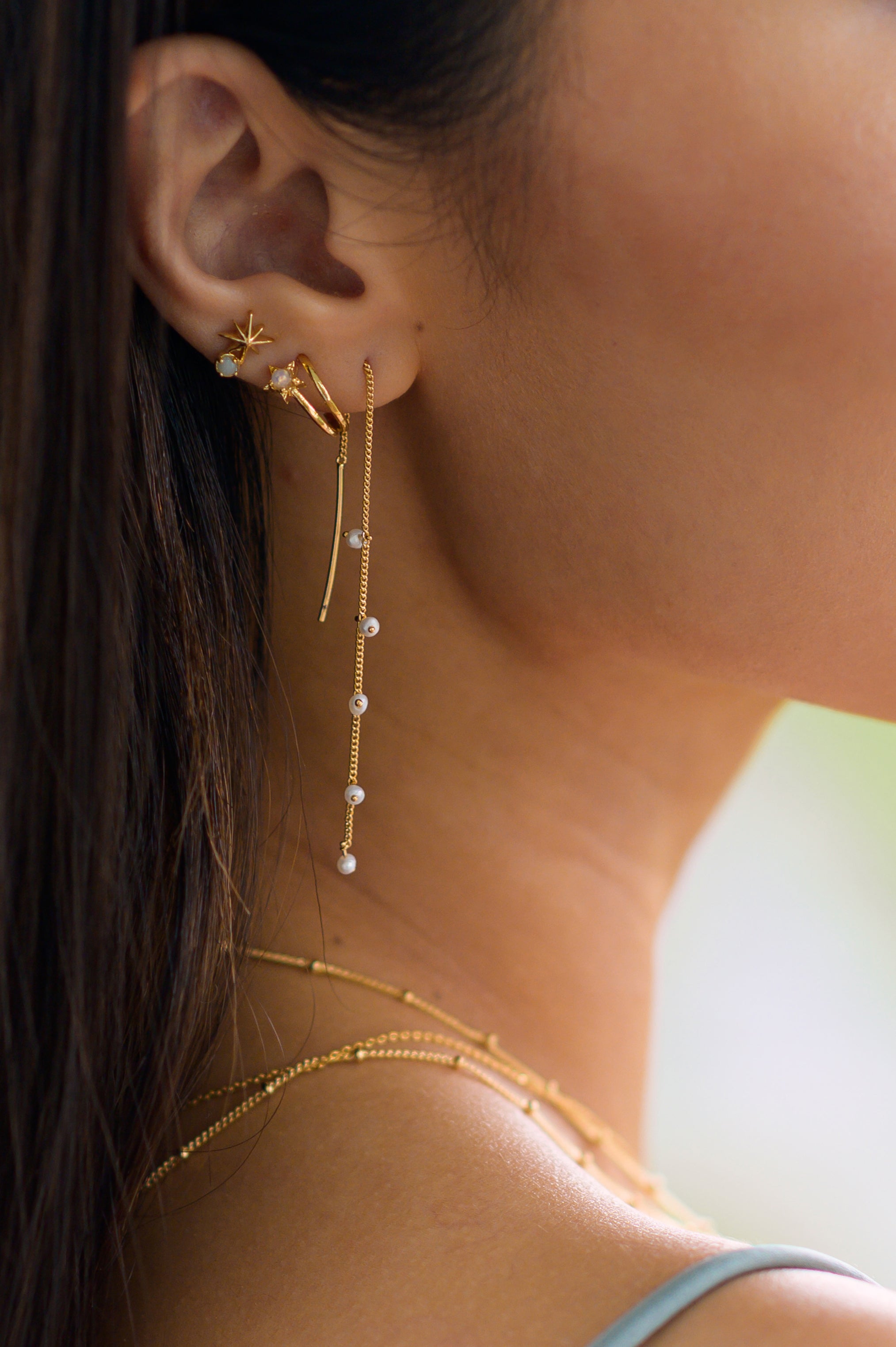Stargaze Earrings in Gold - Blue Sandstone