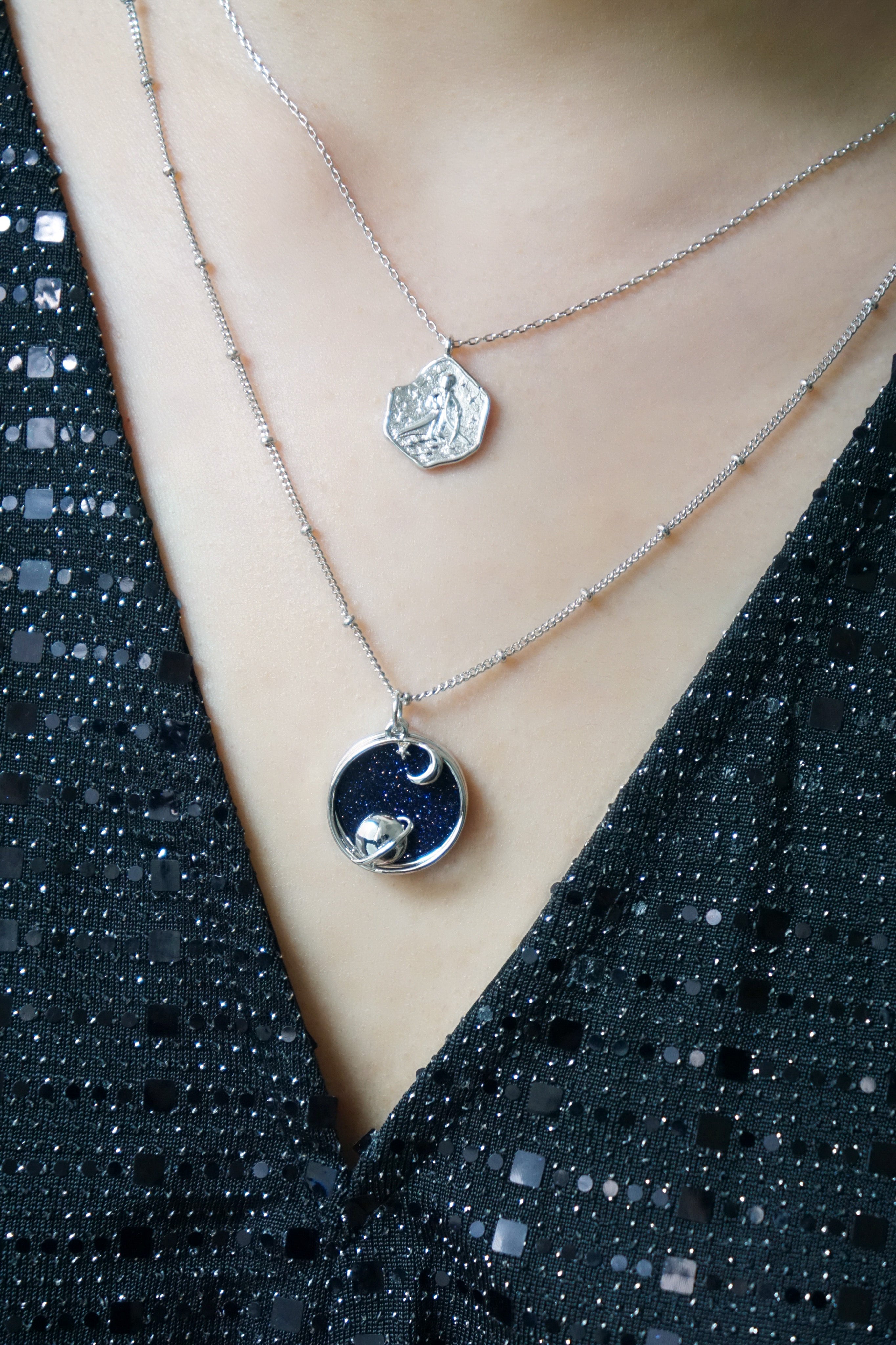 Starry Night Necklace in Silver - Milky Way