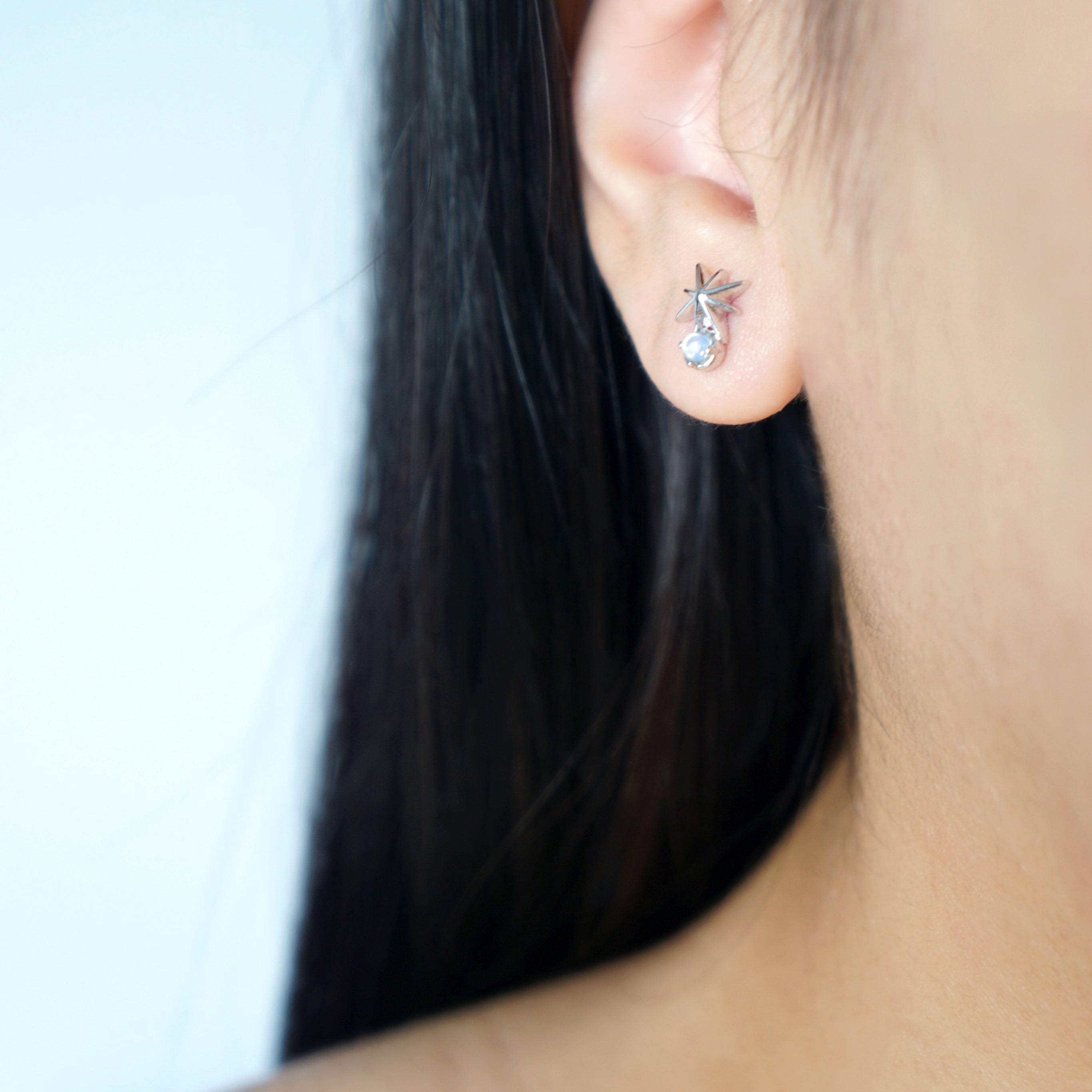 Stargaze Earrings in Silver - Blue Sandstone