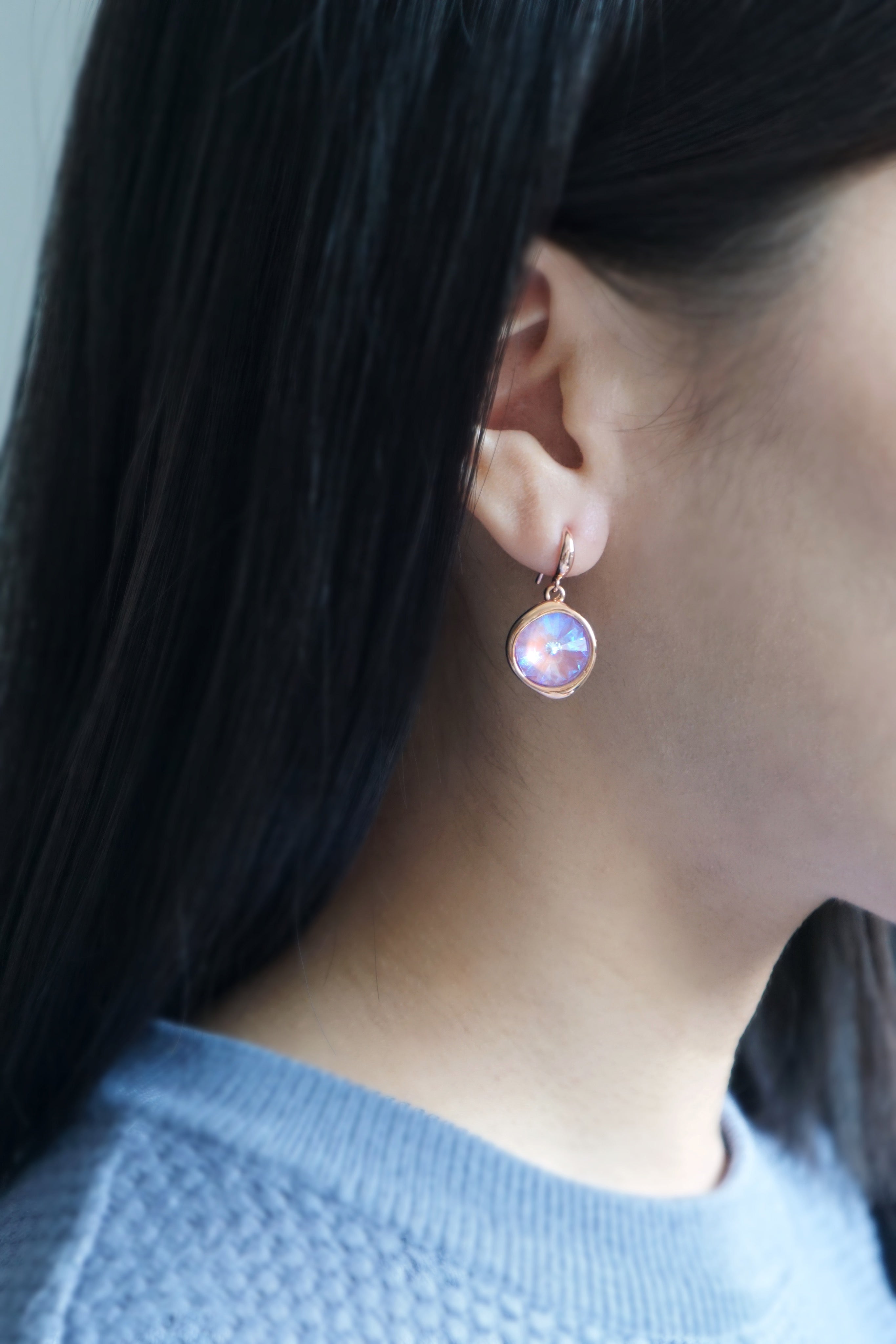 Tallulah Earrings in Rose Gold - Lavender Delite