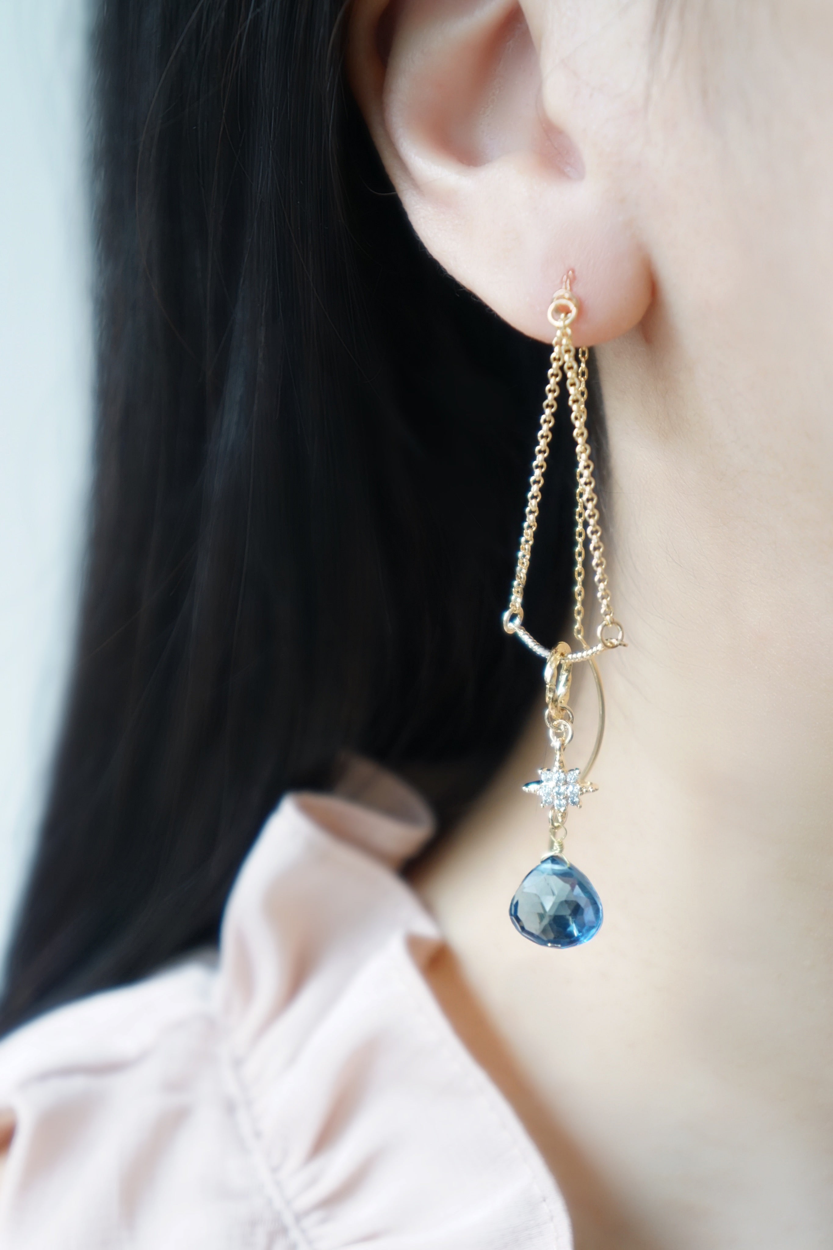 Reverie Earrings (Customisable) - London Blue Quartz