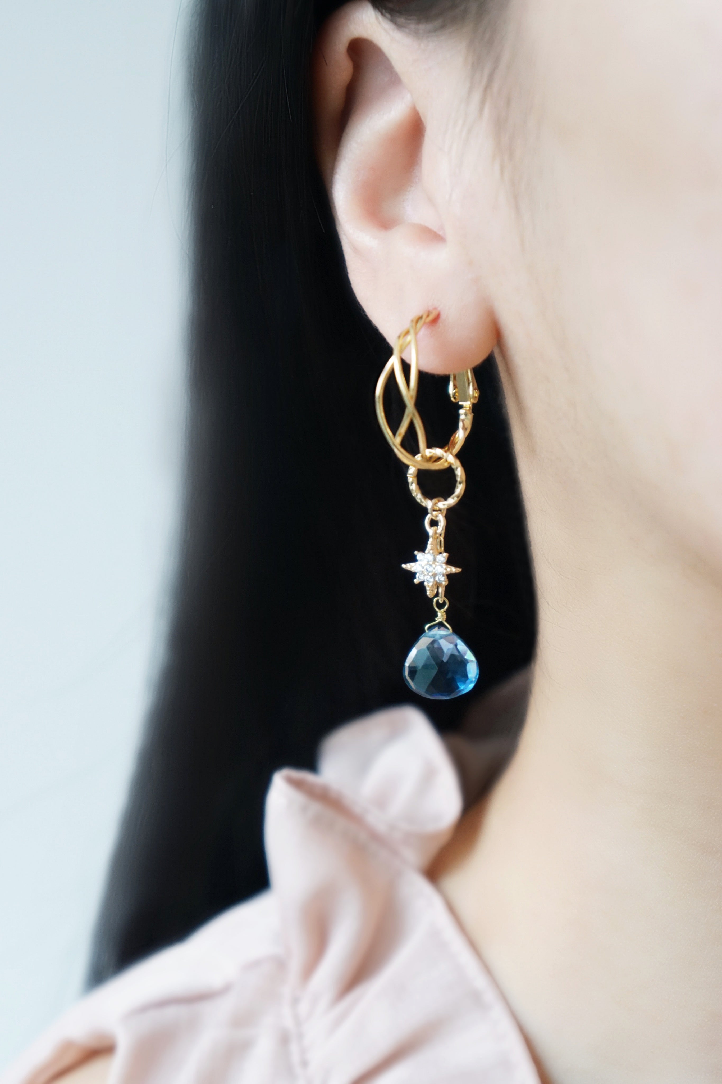 Enchant Earrings (Customisable) - London Blue Quartz